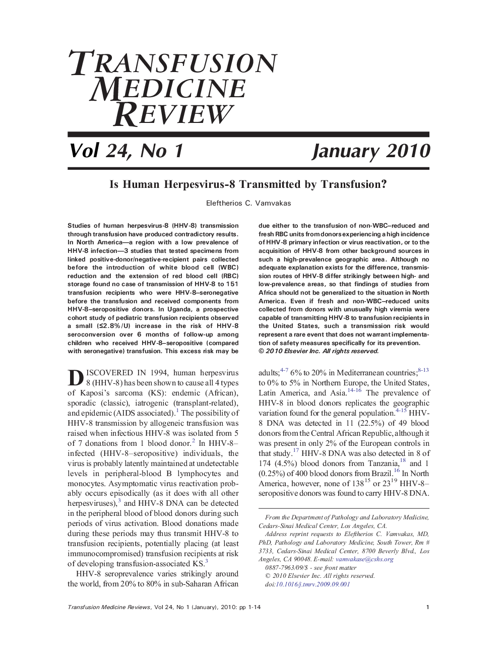 Is Human Herpesvirus-8 Transmitted by Transfusion?