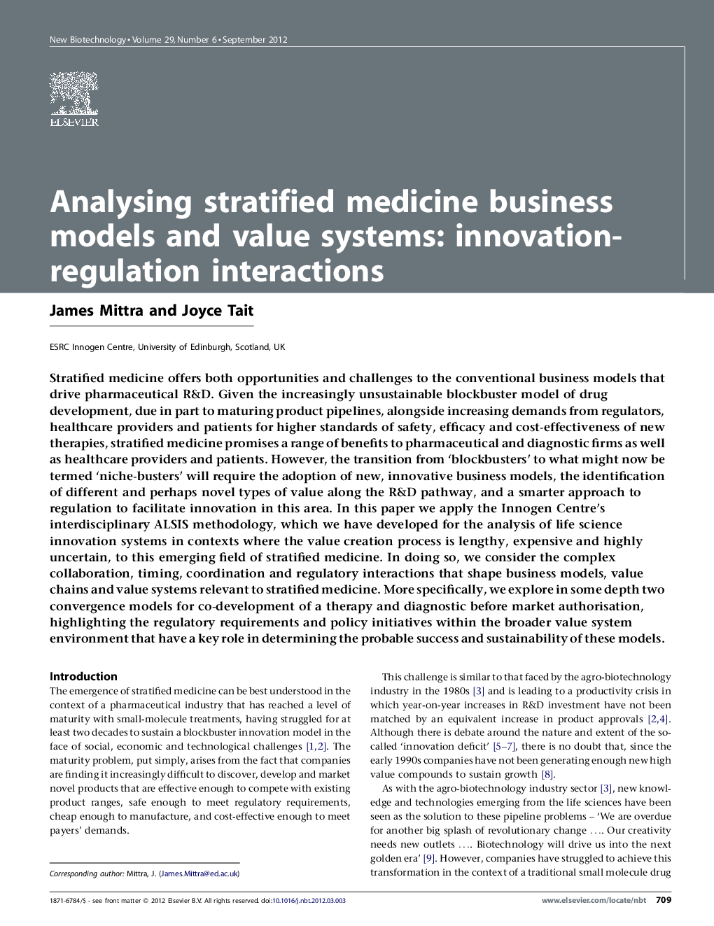 Analysing stratified medicine business models and value systems: innovation-regulation interactions