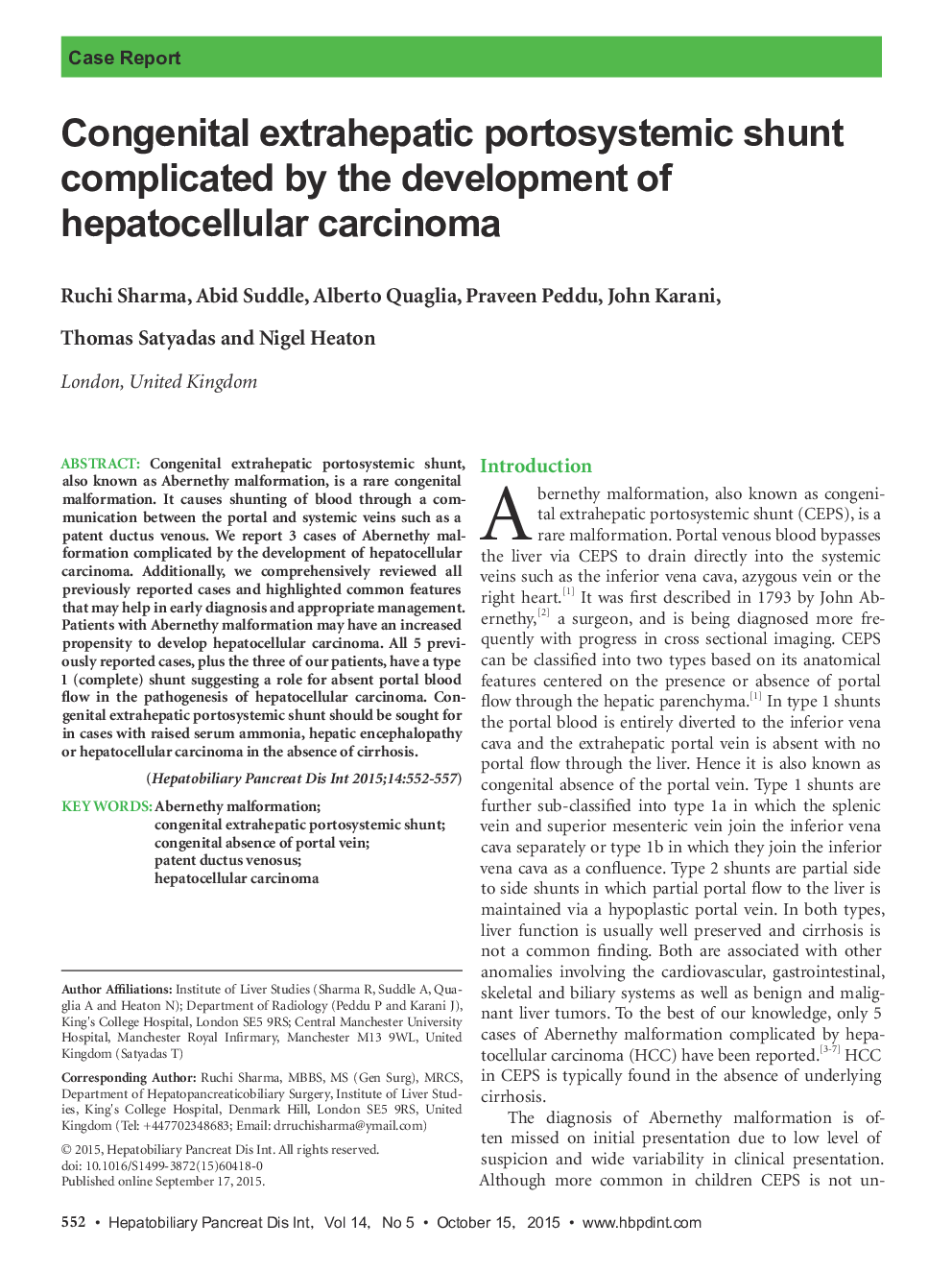 Congenital extrahepatic portosystemic shunt complicated by the development of hepatocellular carcinoma 