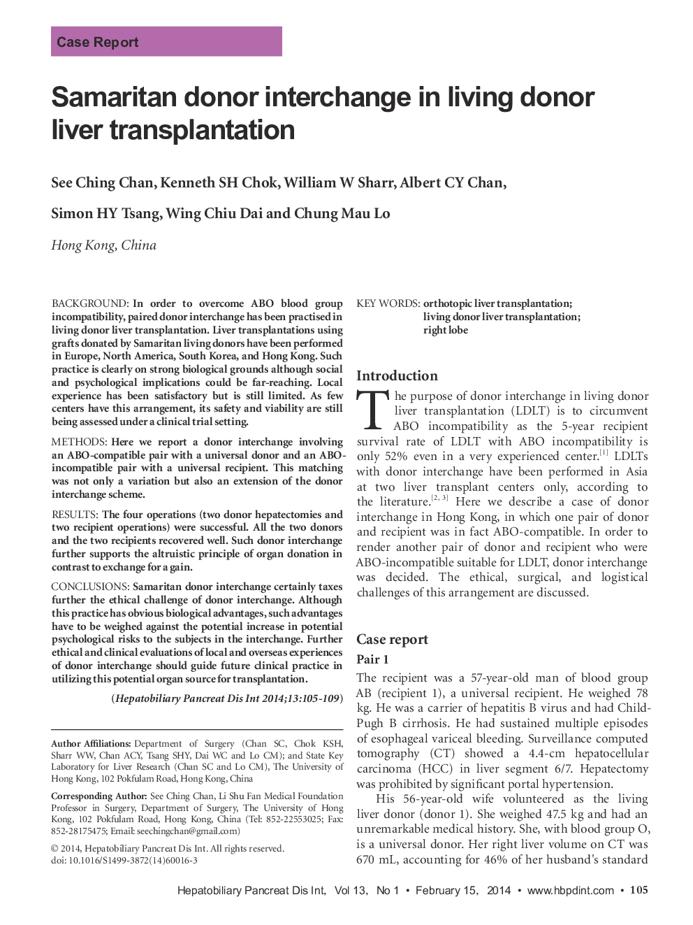 Samaritan donor interchange in living donor liver transplantation