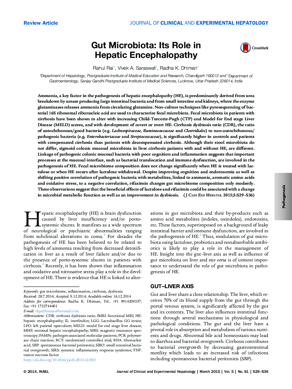 Gut Microbiota: Its Role in Hepatic Encephalopathy