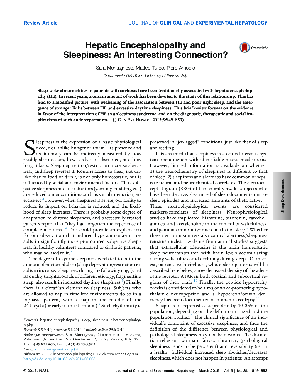 Hepatic Encephalopathy and Sleepiness: An Interesting Connection?