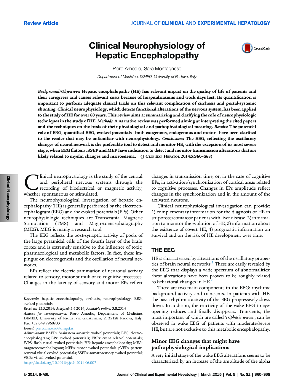 Clinical Neurophysiology of Hepatic Encephalopathy