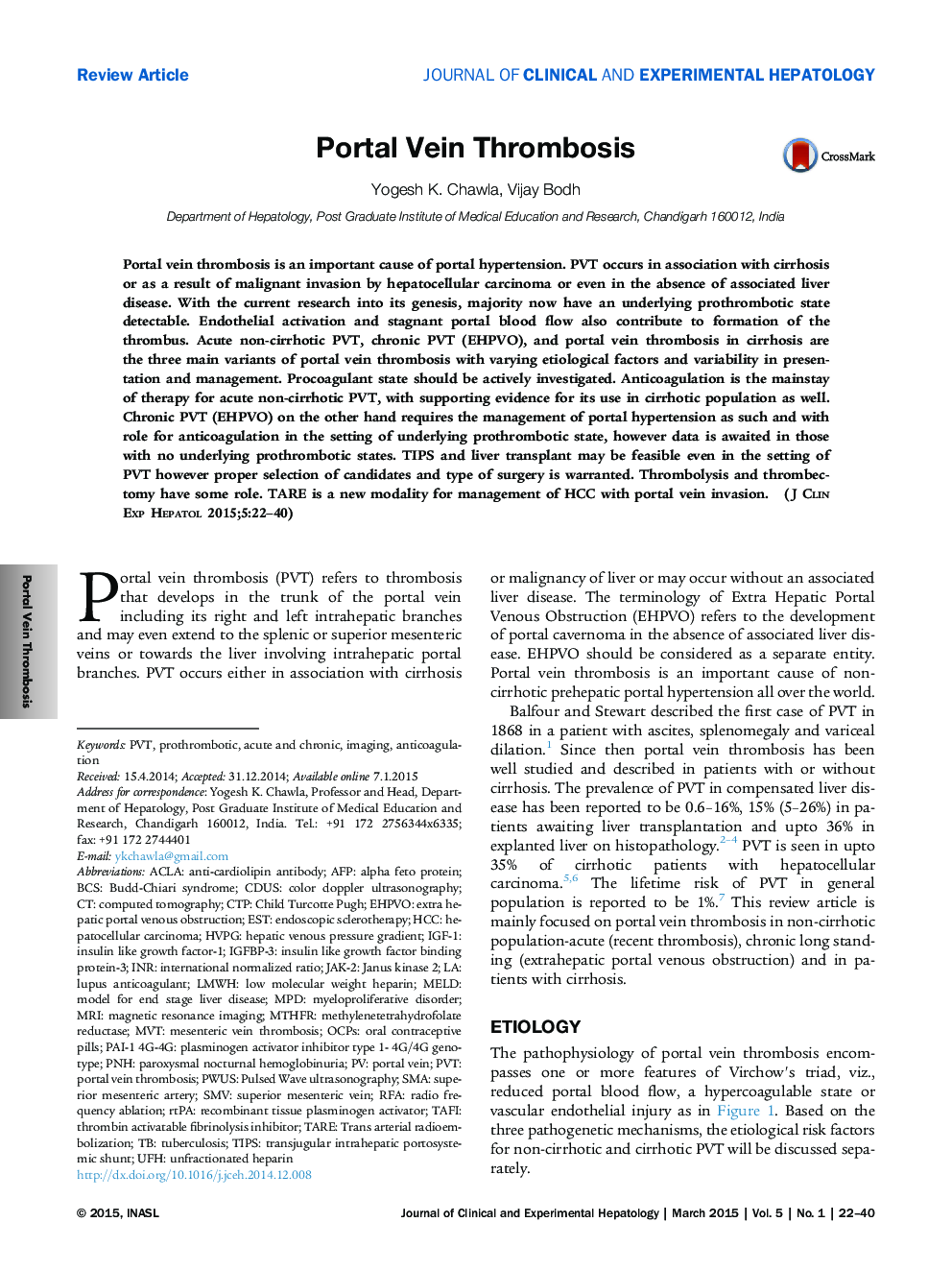 Portal Vein Thrombosis