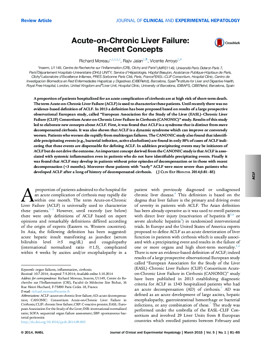 Acute-on-Chronic Liver Failure: Recent Concepts