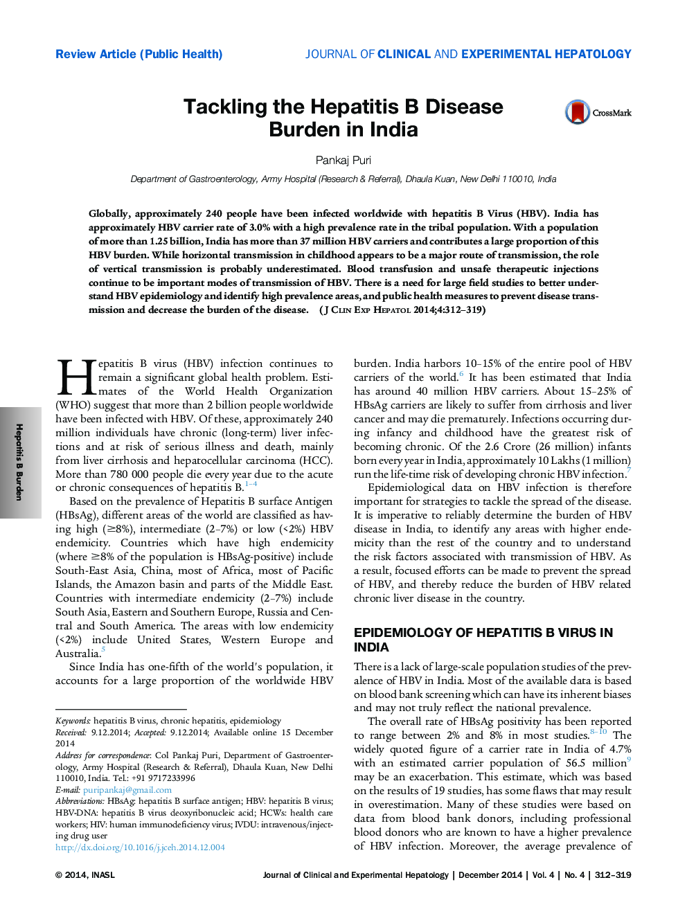 Tackling the Hepatitis B Disease Burden in India