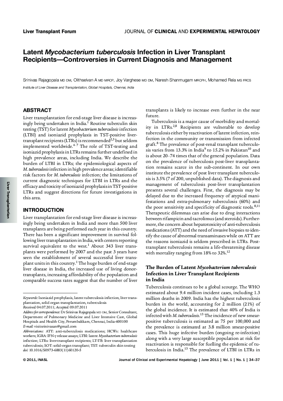 Latent Mycobacterium tuberculosis Infection in Liver Transplant Recipients—Controversies in Current Diagnosis and Management