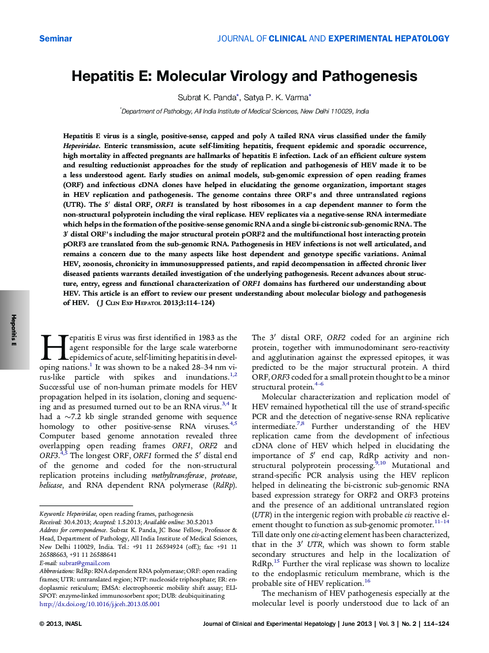 Hepatitis E: Molecular Virology and Pathogenesis