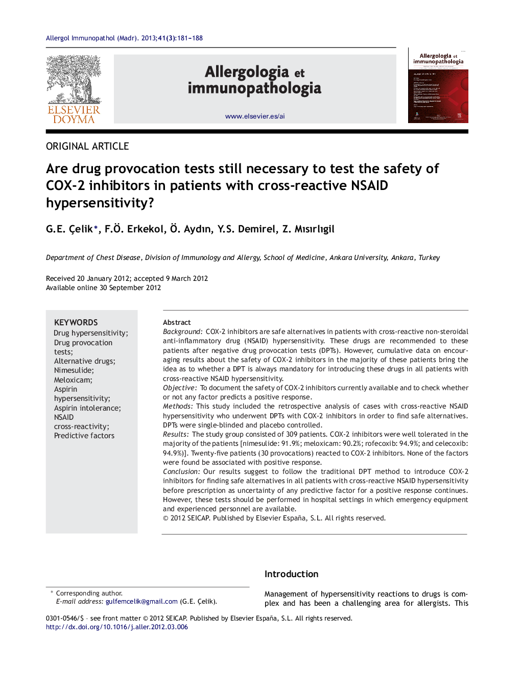 Are drug provocation tests still necessary to test the safety of COX-2 inhibitors in patients with cross-reactive NSAID hypersensitivity?