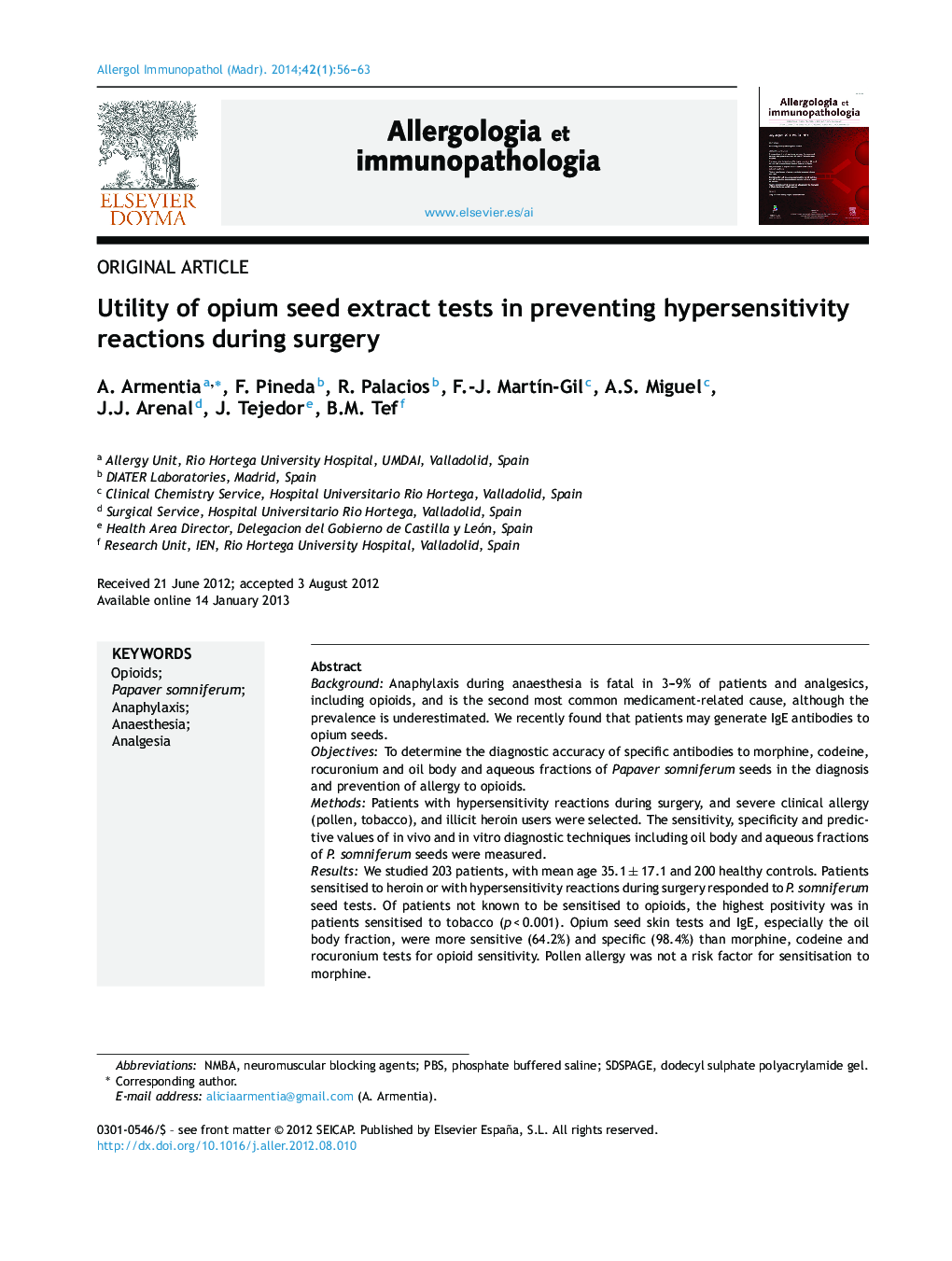 Utility of opium seed extract tests in preventing hypersensitivity reactions during surgery