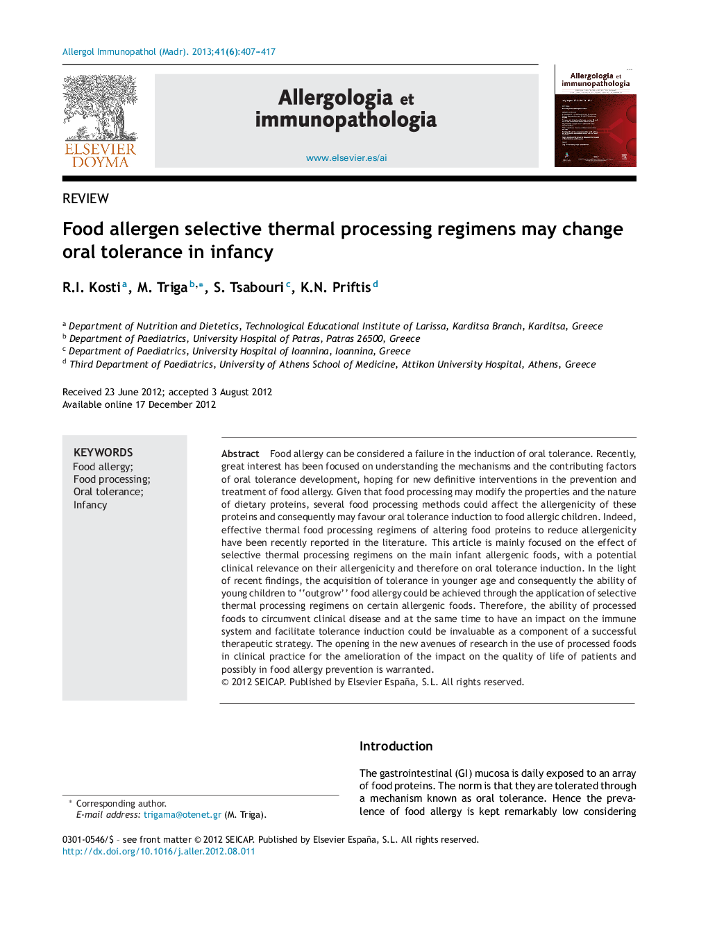 Food allergen selective thermal processing regimens may change oral tolerance in infancy