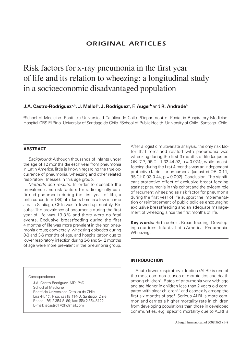 Risk factors for x-ray pneumonia in the first year of life and its relation to wheezing: a longitudinal study in a socioeconomic disadvantaged population