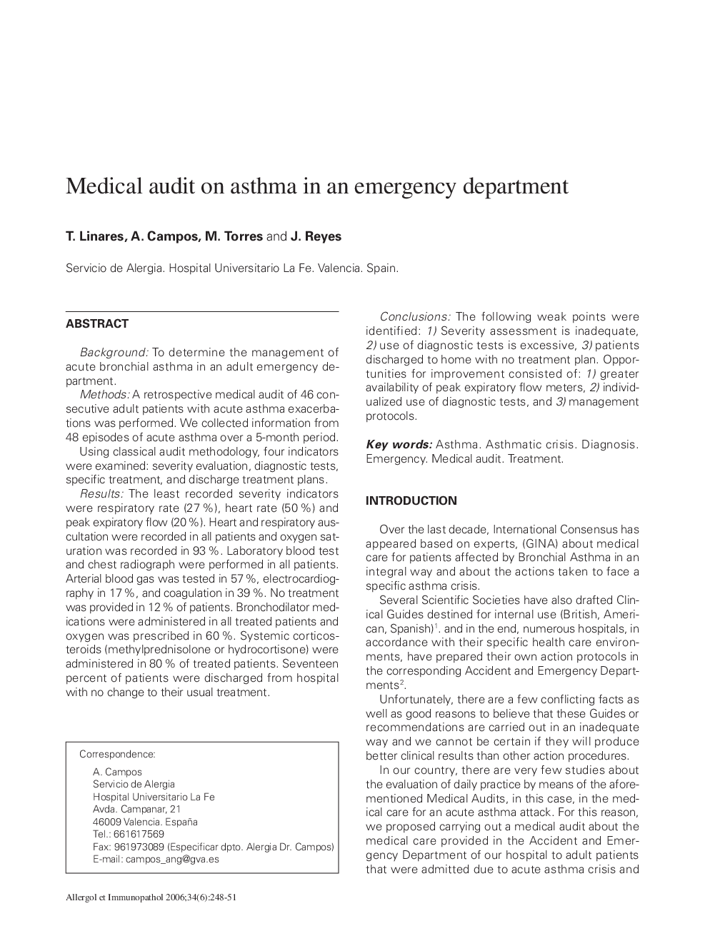 Medical audit on asthma in an emergency department