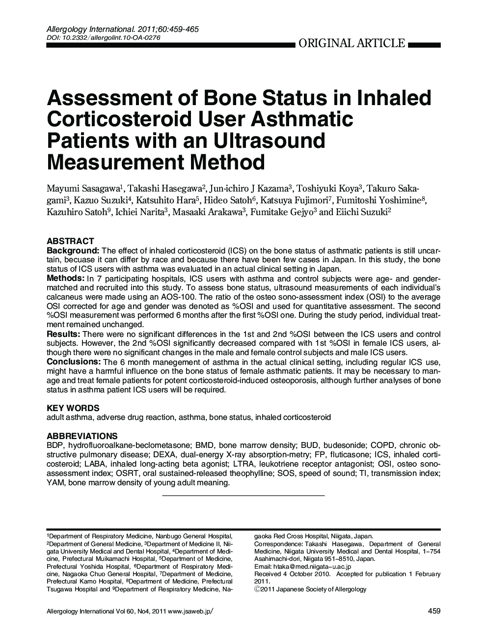 Assessment of Bone Status in Inhaled Corticosteroid User Asthmatic Patients with an Ultrasound Measurement Method