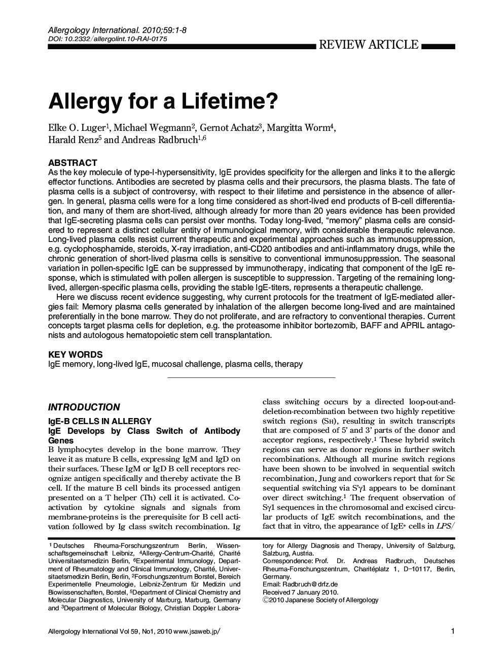 Allergy for a Lifetime?