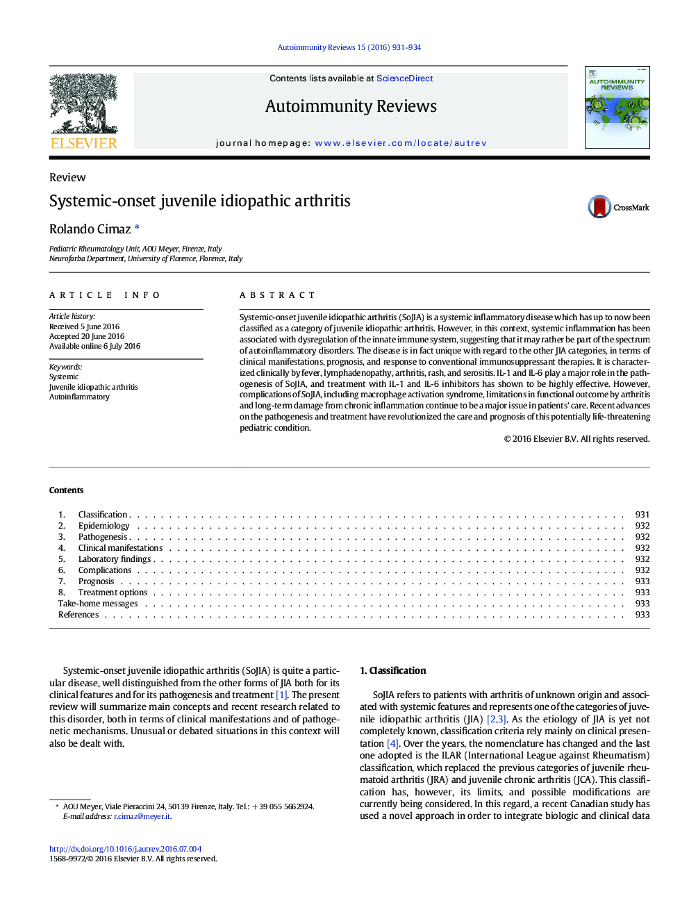 Systemic-onset juvenile idiopathic arthritis