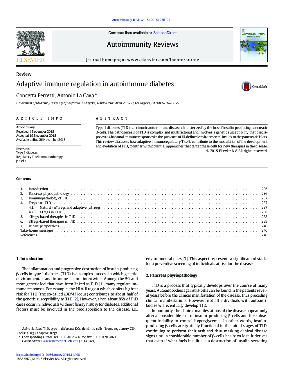 Adaptive immune regulation in autoimmune diabetes