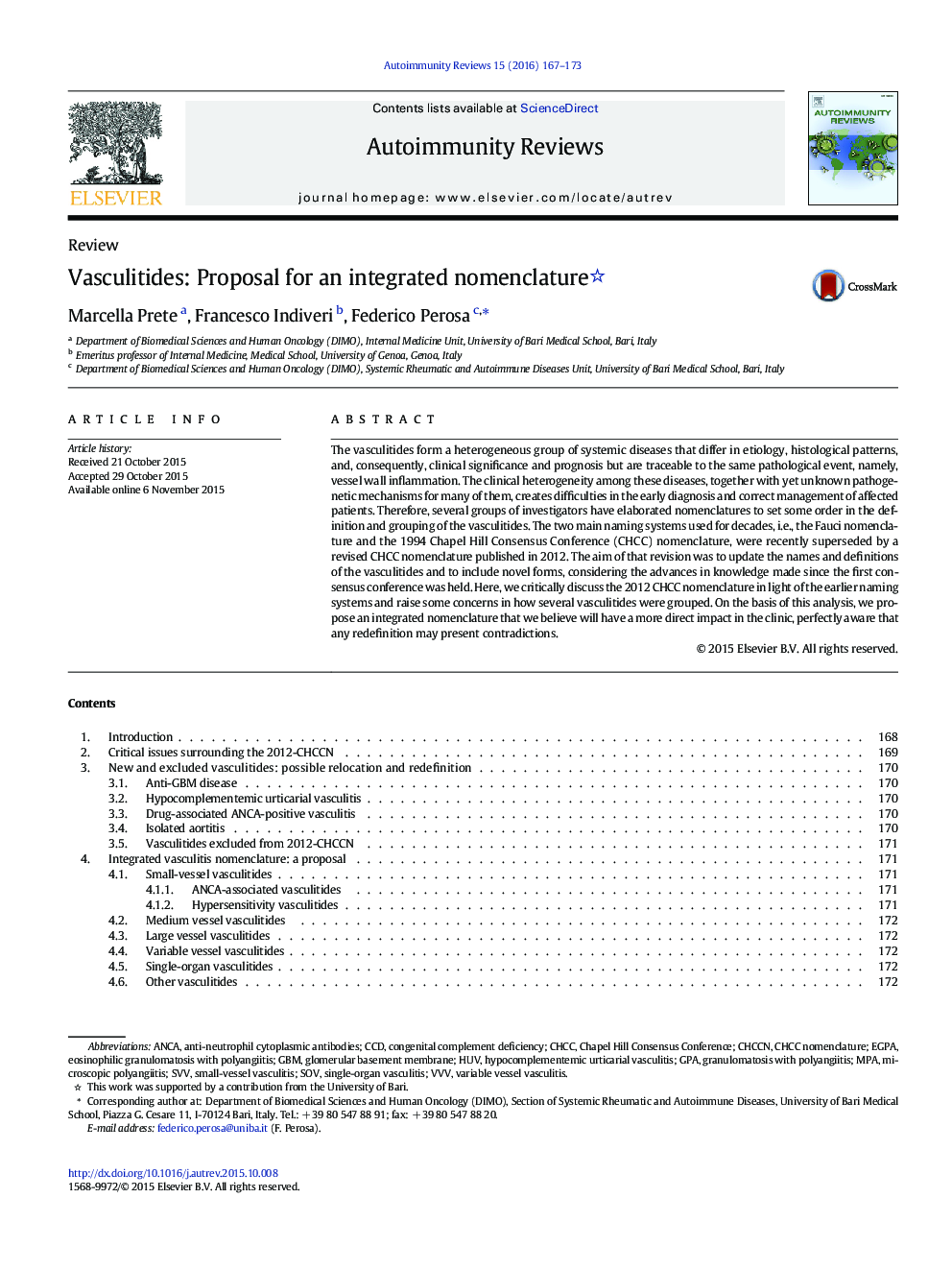 Vasculitides: Proposal for an integrated nomenclature 