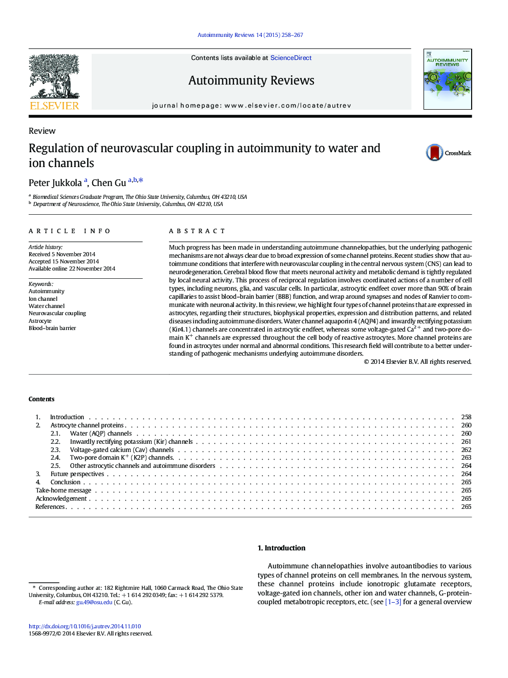 Regulation of neurovascular coupling in autoimmunity to water and ion channels