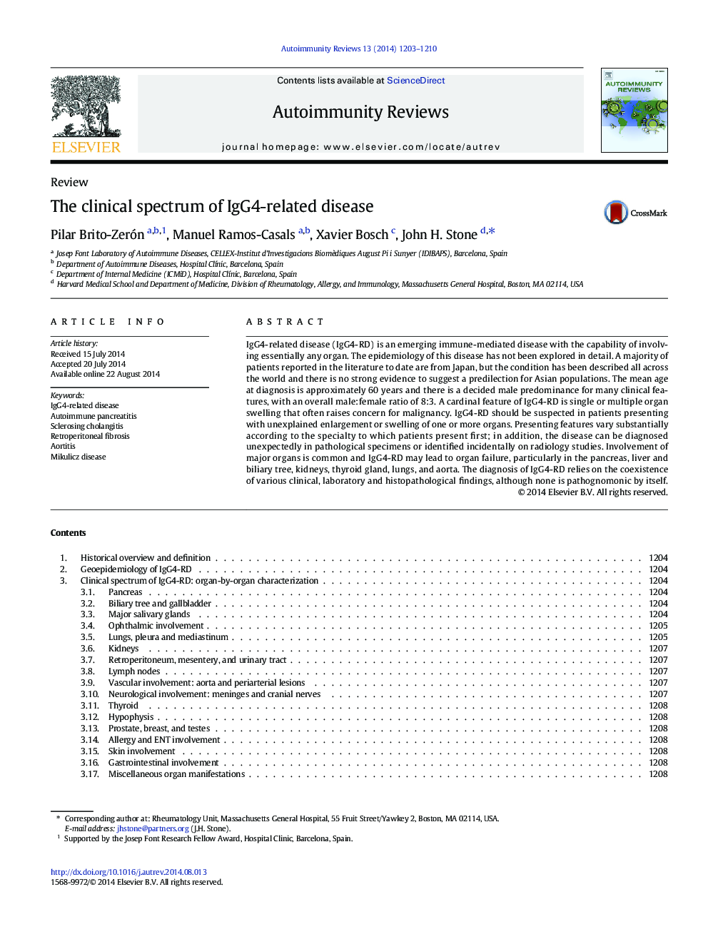 The clinical spectrum of IgG4-related disease