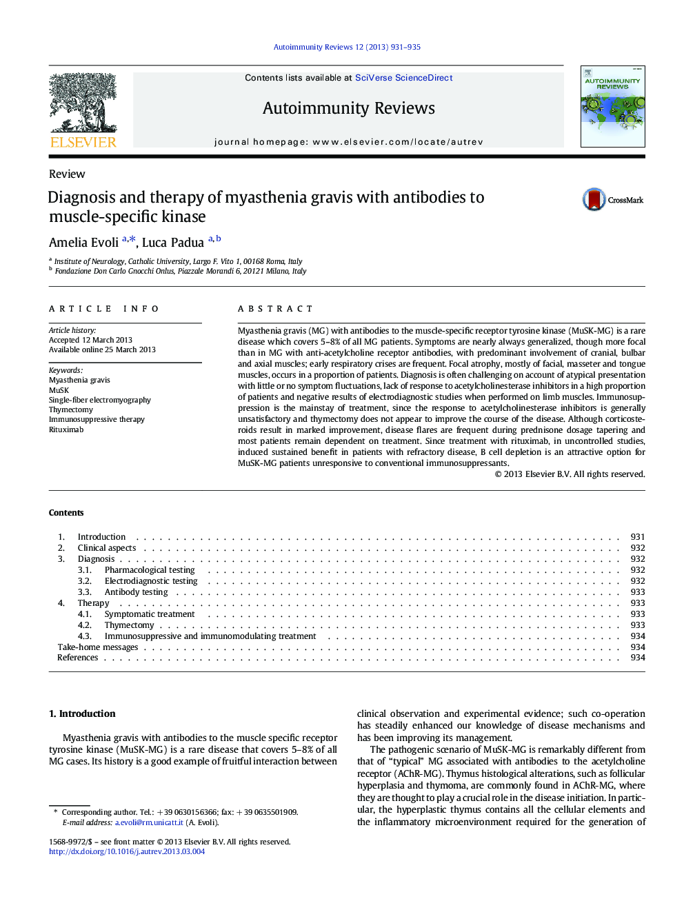 Diagnosis and therapy of myasthenia gravis with antibodies to muscle-specific kinase