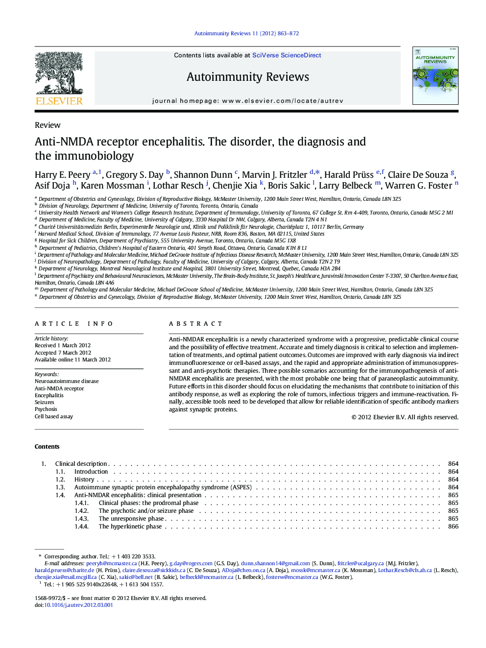 Anti-NMDA receptor encephalitis. The disorder, the diagnosis and the immunobiology