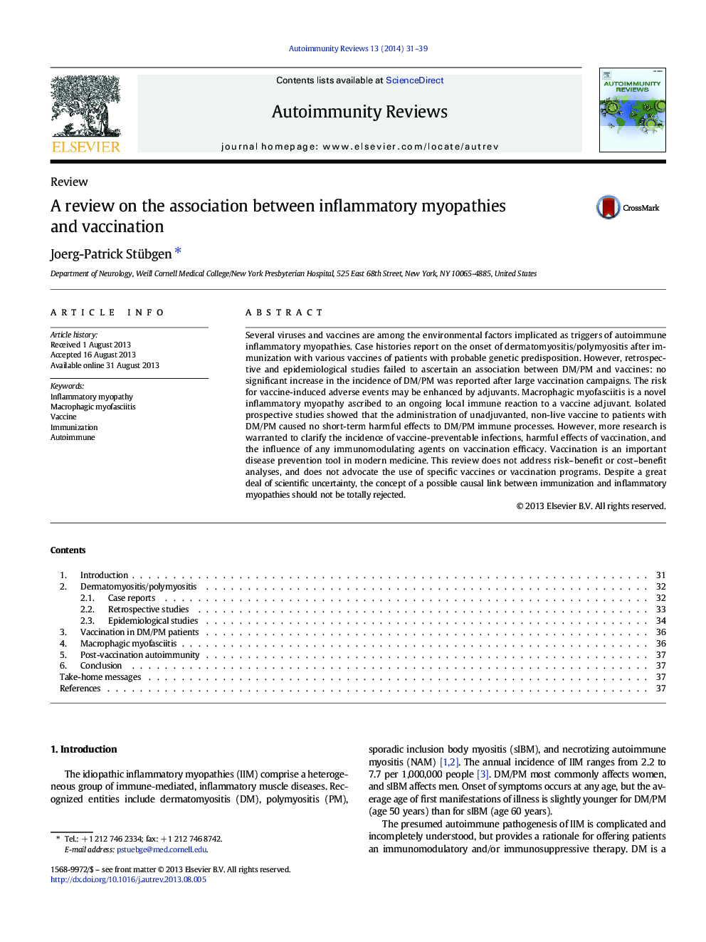 A review on the association between inflammatory myopathies and vaccination