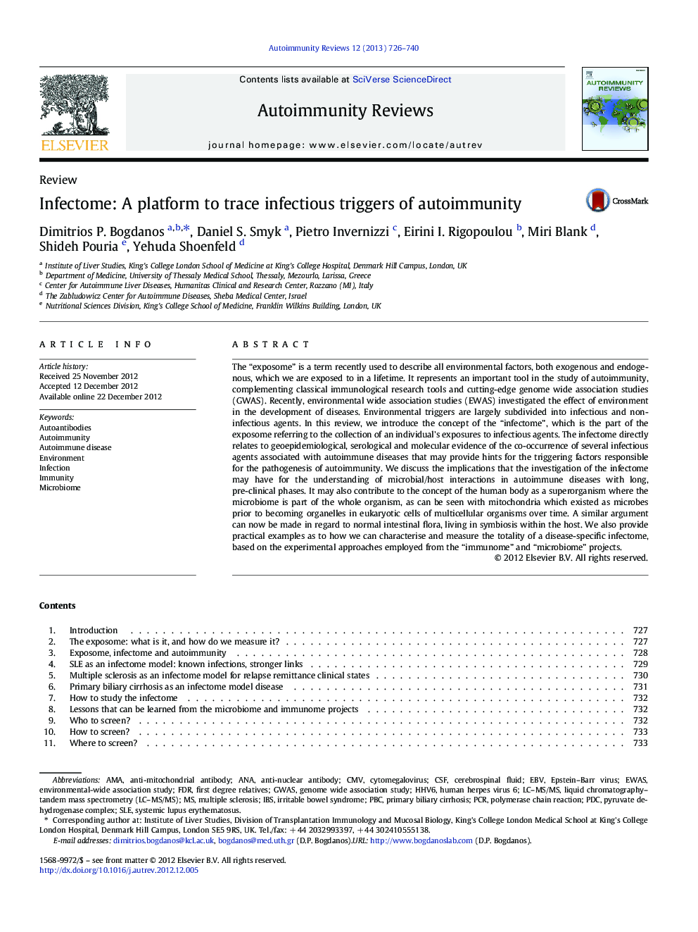 Infectome: A platform to trace infectious triggers of autoimmunity