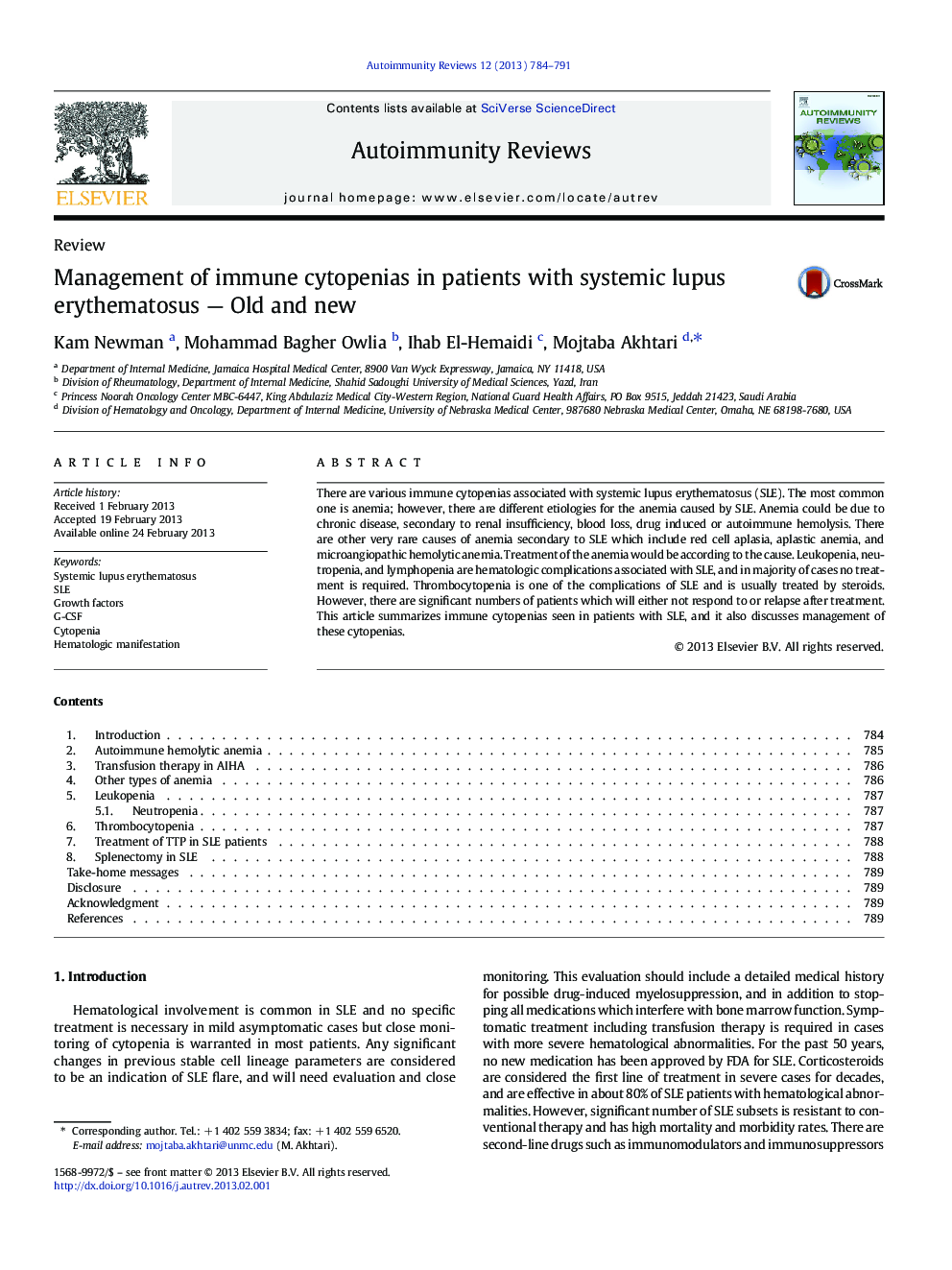 Management of immune cytopenias in patients with systemic lupus erythematosus — Old and new