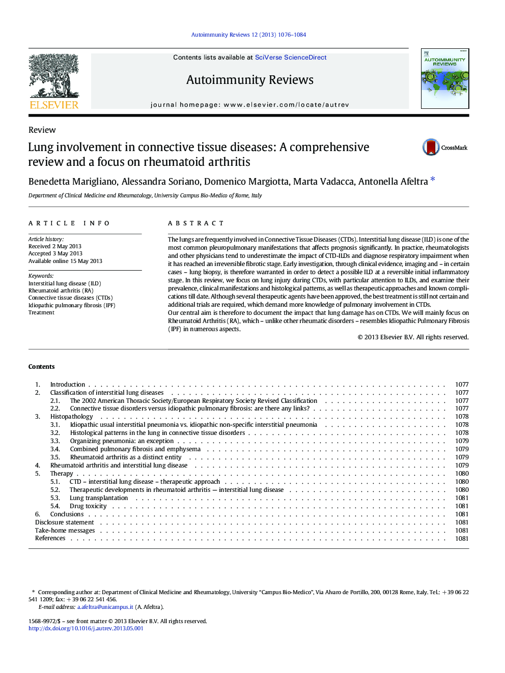 Lung involvement in connective tissue diseases: A comprehensive review and a focus on rheumatoid arthritis