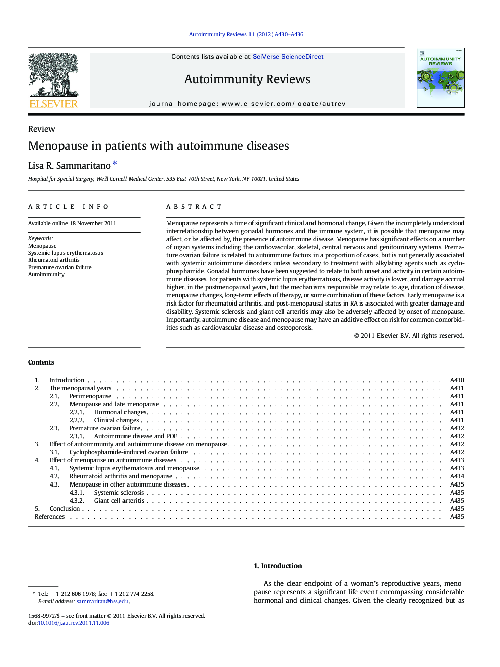 Menopause in patients with autoimmune diseases