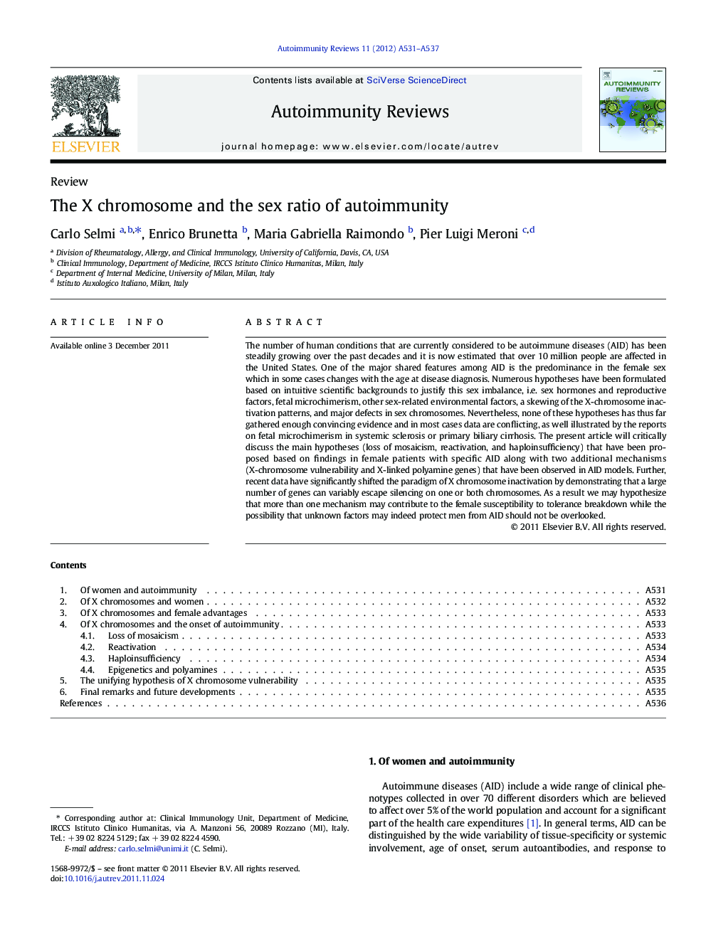 The X chromosome and the sex ratio of autoimmunity