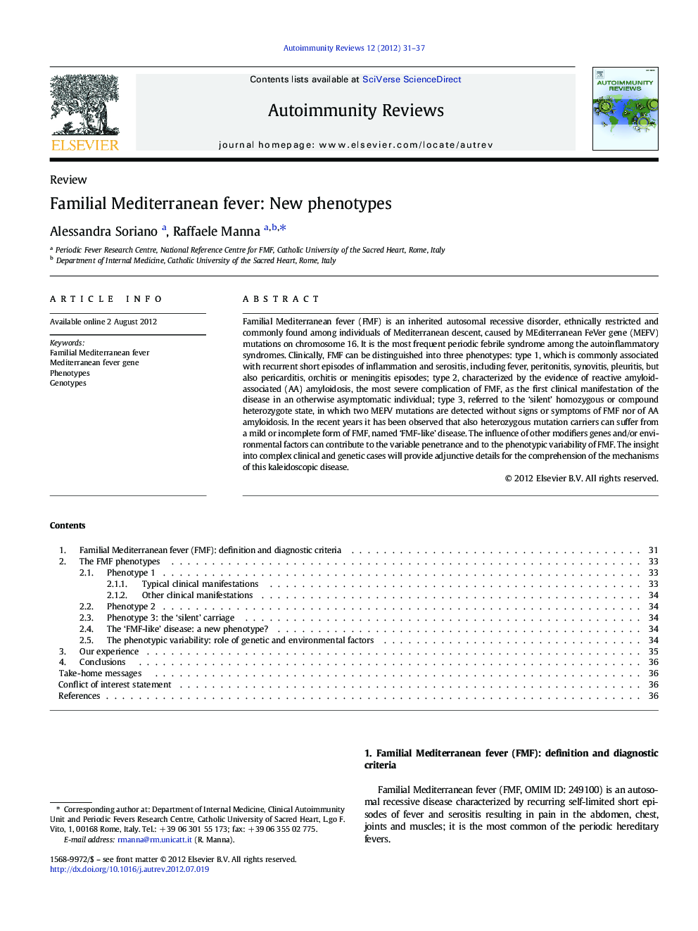 Familial Mediterranean fever: New phenotypes