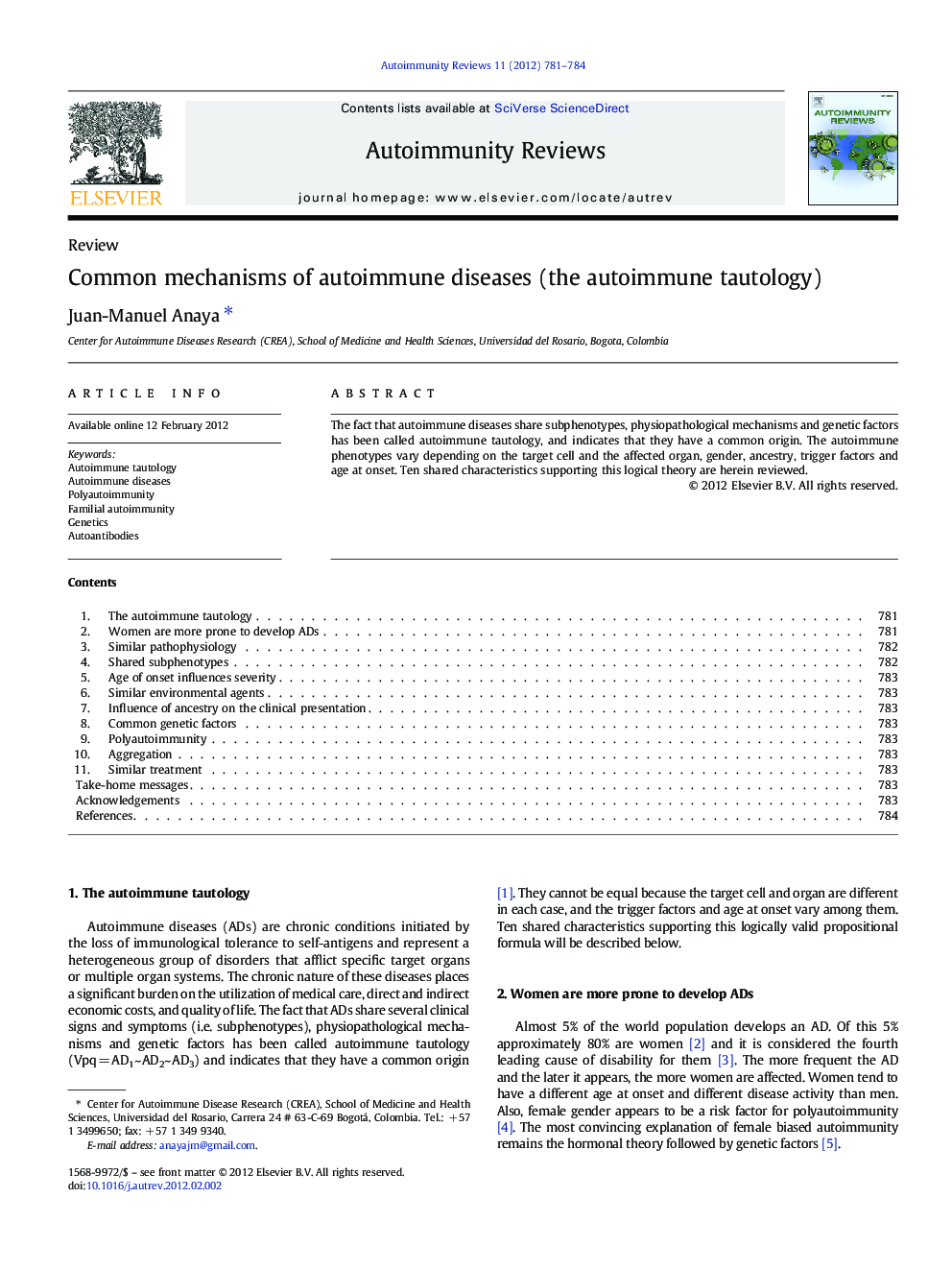 Common mechanisms of autoimmune diseases (the autoimmune tautology)