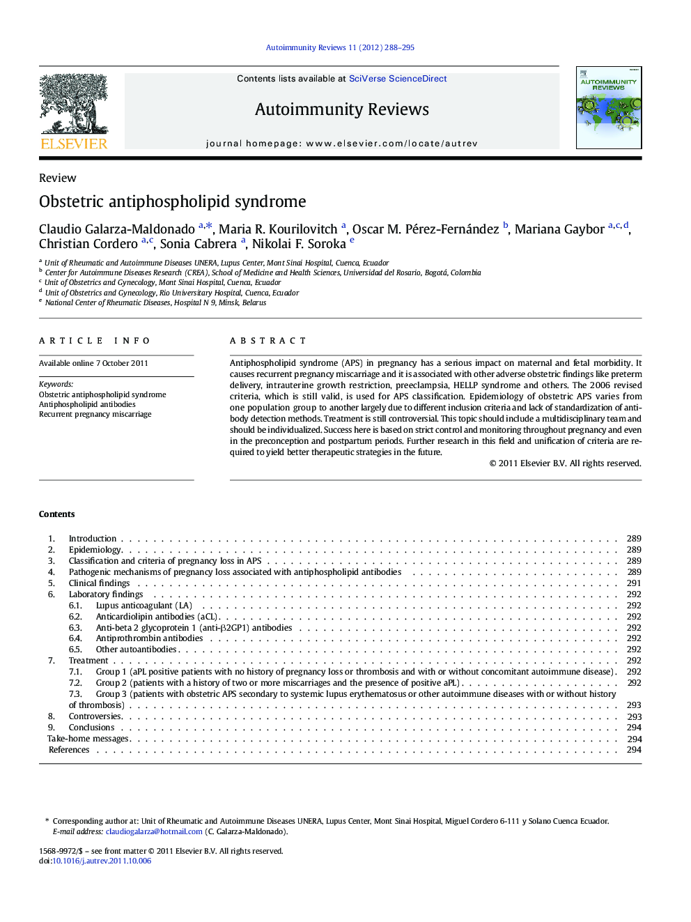 Obstetric antiphospholipid syndrome