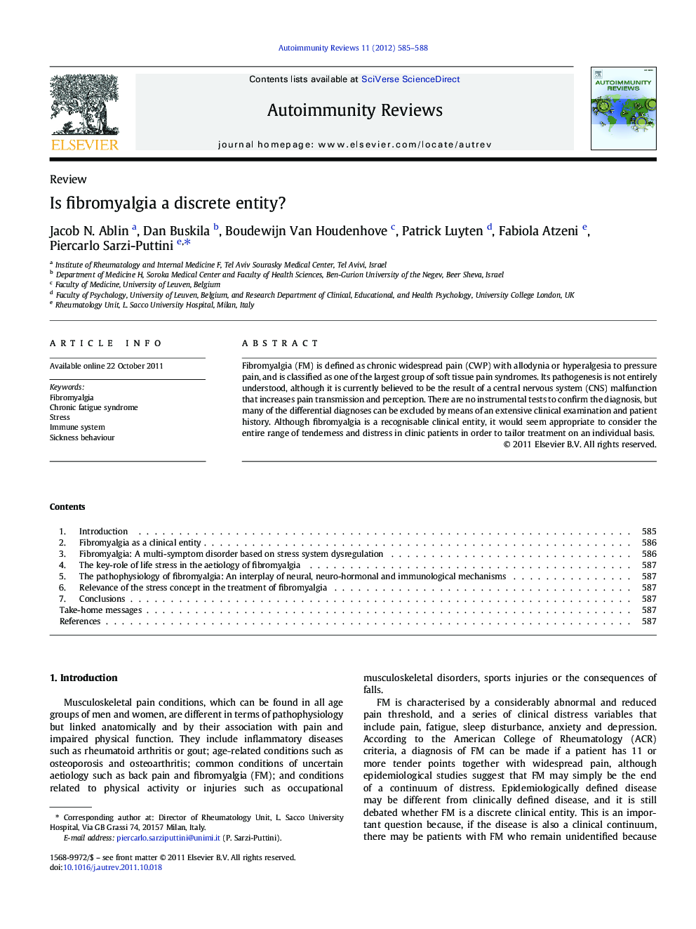 Is fibromyalgia a discrete entity?