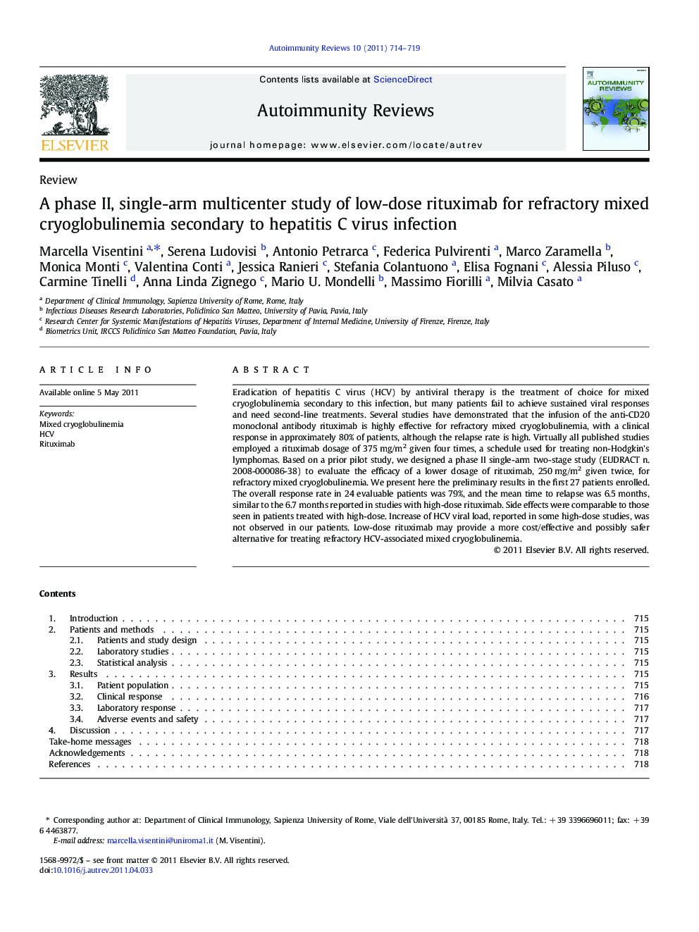 A phase II, single-arm multicenter study of low-dose rituximab for refractory mixed cryoglobulinemia secondary to hepatitis C virus infection