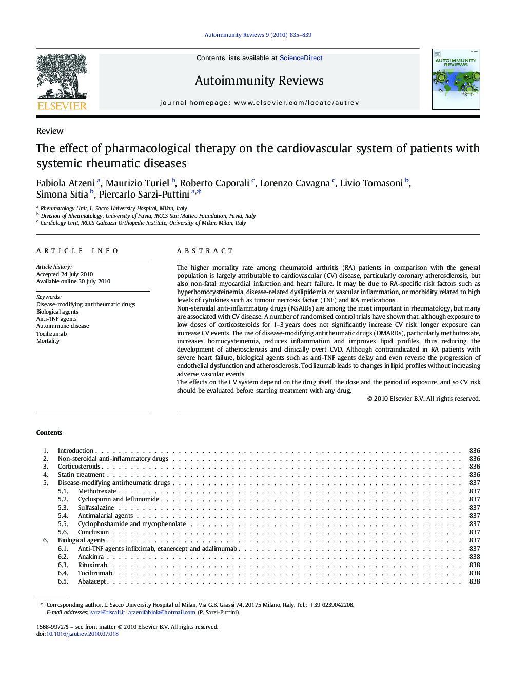 The effect of pharmacological therapy on the cardiovascular system of patients with systemic rheumatic diseases