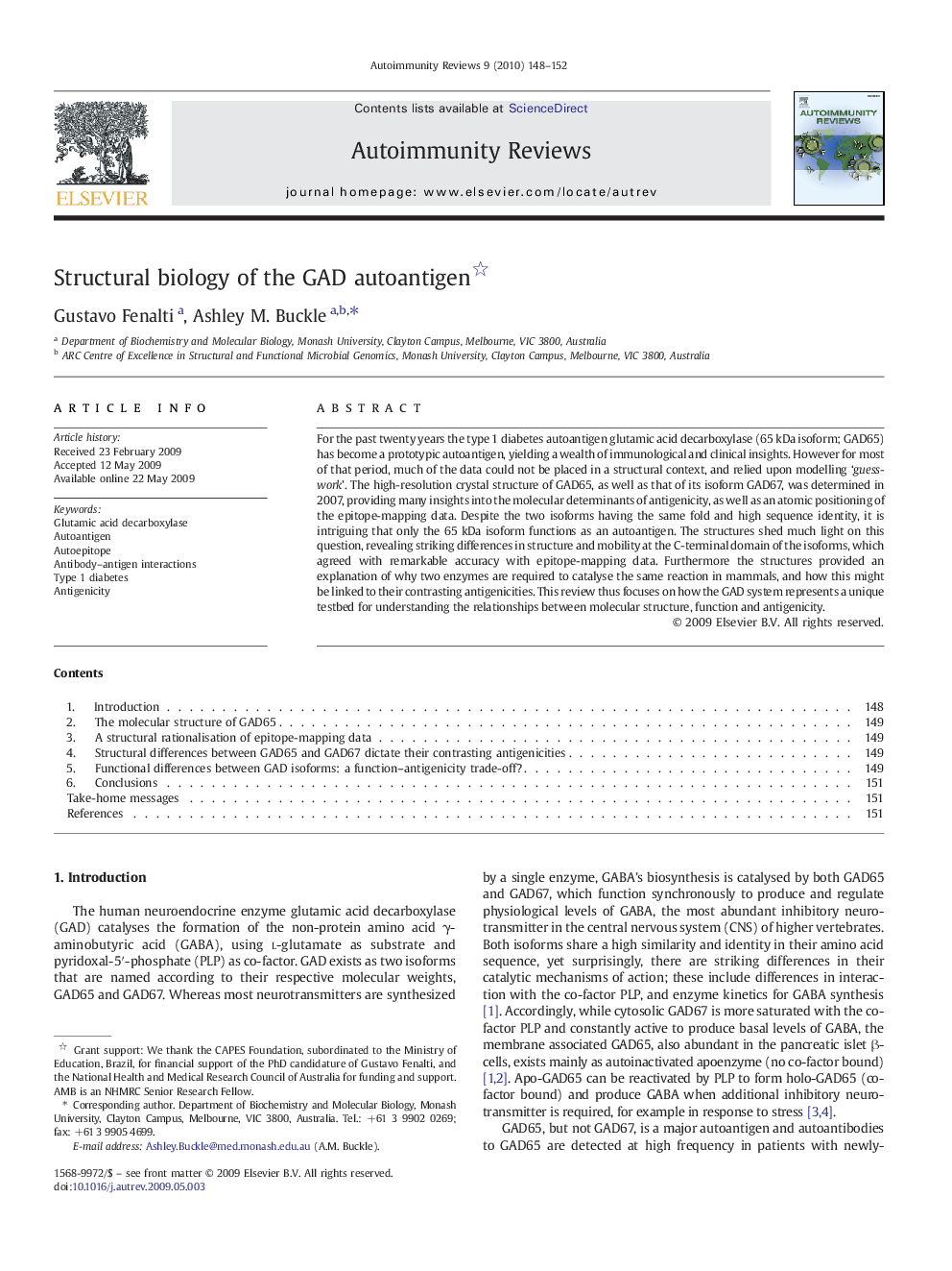 Structural biology of the GAD autoantigen 