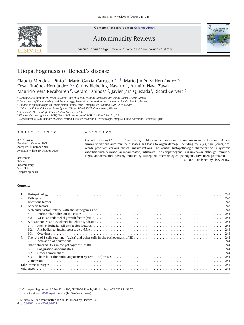 Etiopathogenesis of Behcet's disease