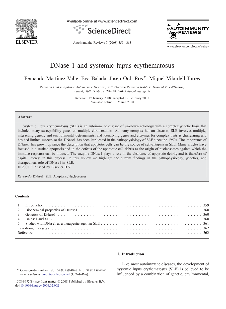 DNase 1 and systemic lupus erythematosus