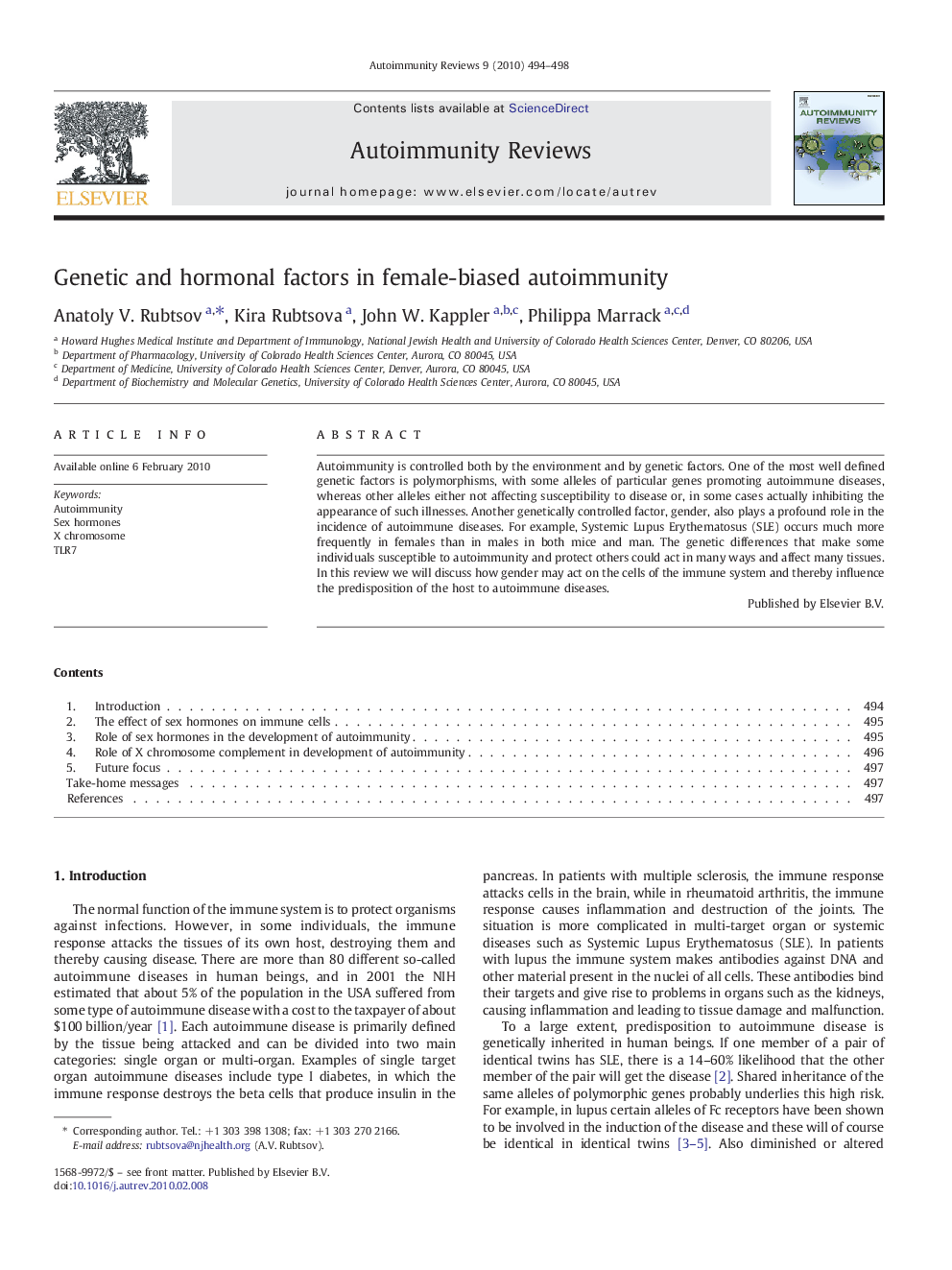 Genetic and hormonal factors in female-biased autoimmunity