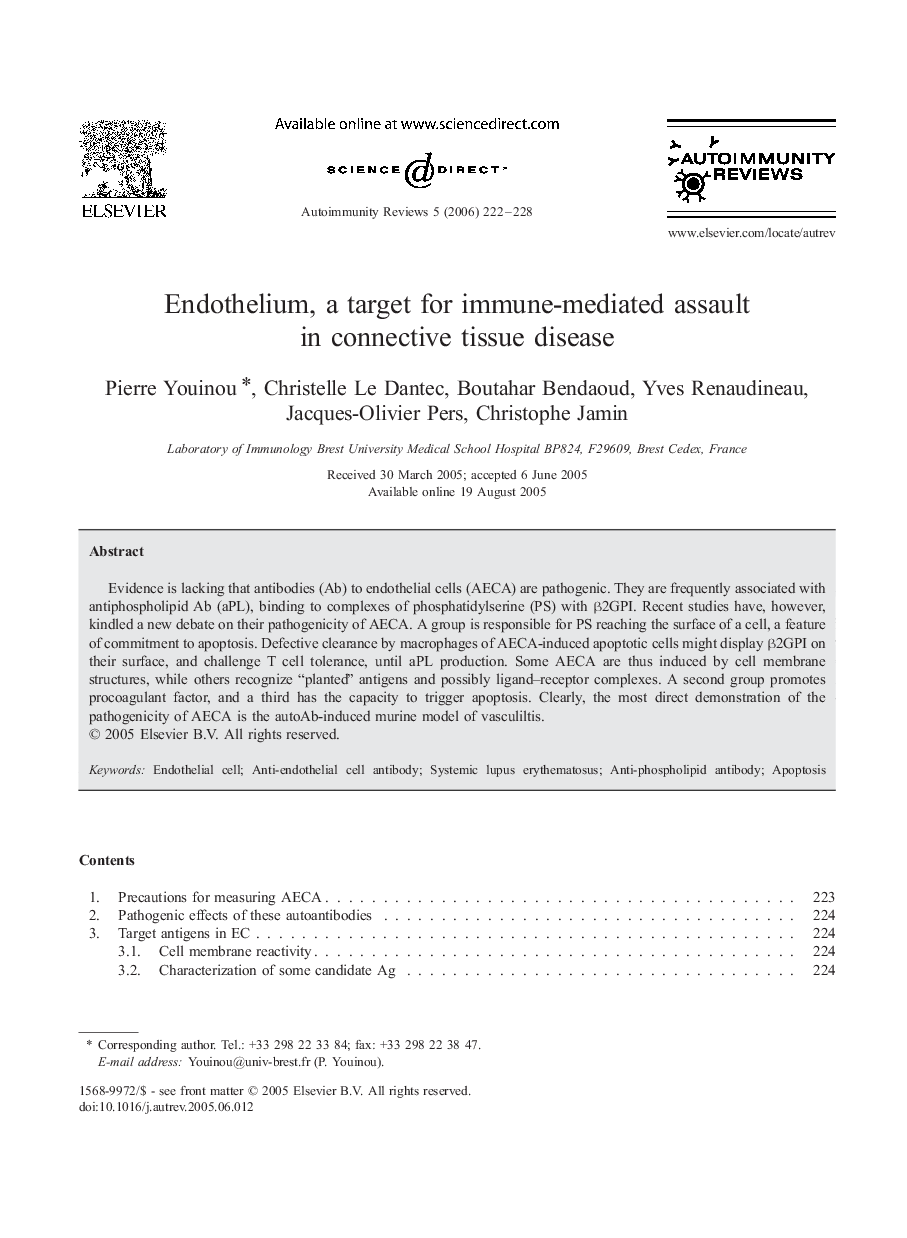 Endothelium, a target for immune-mediated assault in connective tissue disease