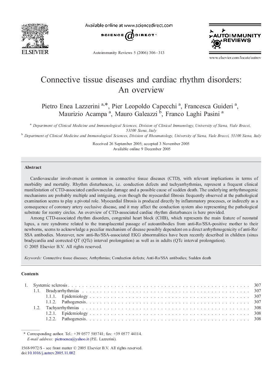 Connective tissue diseases and cardiac rhythm disorders: An overview