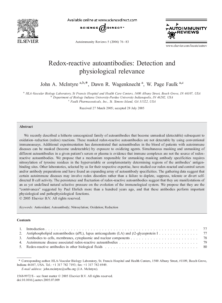 Redox-reactive autoantibodies: Detection and physiological relevance