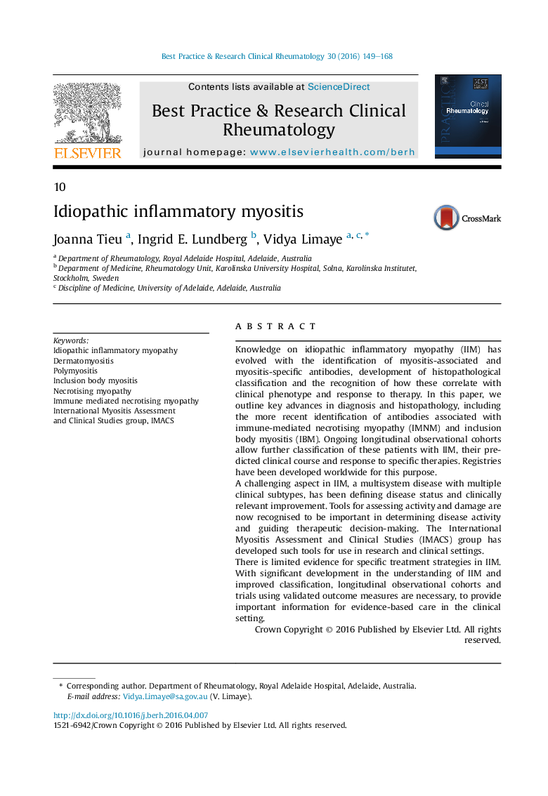 Idiopathic inflammatory myositis