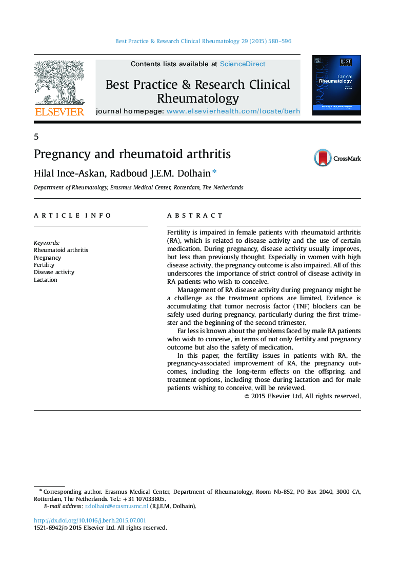 Pregnancy and rheumatoid arthritis