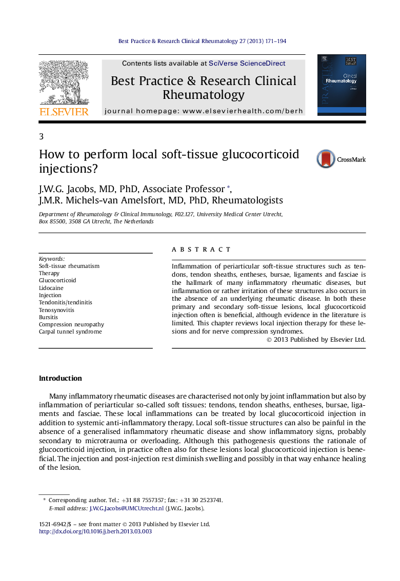 How to perform local soft-tissue glucocorticoid injections?