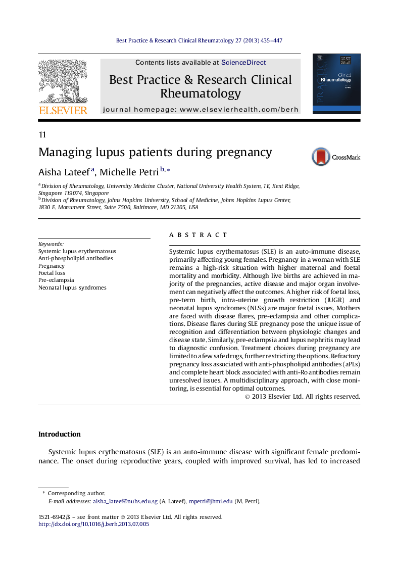 Managing lupus patients during pregnancy