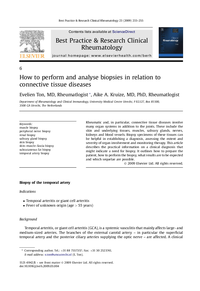 How to perform and analyse biopsies in relation to connective tissue diseases